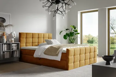Obrázek produktu pro Manželská postel 200x200 DONIKA s úložným prostorem - medová + topper