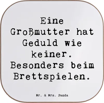 Produktbild von Mr. & Mrs. Panda Bierdeckel bedruckt Großmutter Geduld - Weiß - Geschenk, Personalisierter Untersetzer, Dankeschön, PErsonalisierte, Tassenuntersetzer personalisiert, für