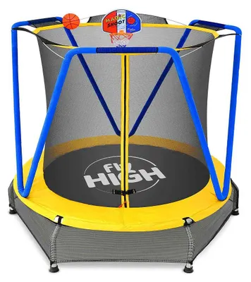 Image de Jumpoo - Trampoline pour enfants de 170 cm avec filet de sécurité et rembourrage souple - Charge maximale 55 kg -  CE/TUV/GS