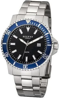 Produktbild von Regent F-1182 Herren-Armbanduhr, Edelstahl-Gehäuse, Metall-Armband