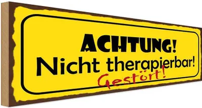 Produktbild von vianmo Holzschild 10x27 cm Achtung nicht therapierbar Warnschild Hinweisschild