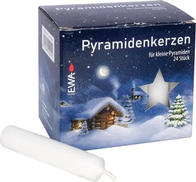 Produktbild von Pyramidové svíčky 24/240 bílé pro malé pyramidy, 24 kusů, nekapající, nejlepší německá kvalita