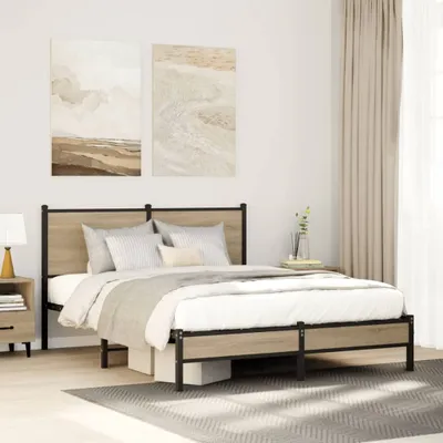 Produktbild von Möbel Klassische Betten - Braun - CLORIS Metallbett ohne Matratze Sonoma-Eiche 140x190 cm,28.45 Kg - 923687
