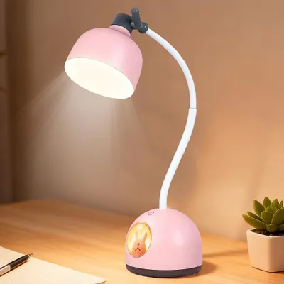 LED-Tischlampe für Kinder, 4 Modi, Touch, wiederaufladbar, rosa