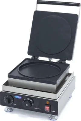 A professional studio shot of a commercial crepe maker.