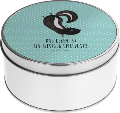 Produktbild von Mr. & Mrs. Panda Metallbox Stinktier Handstand - Türkis Pastell - Geschenk, Wildtier, Vorratsbehälter, Raubtier, Metalldose, Spielplatz, Stinker, Keksdose, keksdosen
