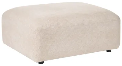 Produktbild von BELIANI Ottomane Hellbeige Stoff Gepolstert Wasserabweisend Rechteckig 91 x 61 cm mit Niedrigen Beinen Modern Sitzhocker Fußhocker Hocker zum Sofa