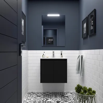 Immagine prodotto di Salgar mobili da bagno NOJA 600 2 porte SATIN NERO + lavabo + specchio