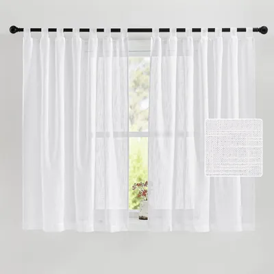 Produktbild von Kurzgardinen mit Schlaufen Weiß Halbtransparent 145 x 140 cm (2er Pack)