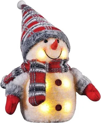 Productafbeelding van LED sneeuwpop kerstdecoratie 26 cm verlicht voor binnen met batterij