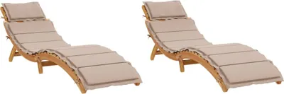 Produktbild von vidaXL Sonnenliegen mit Auflagen 2 Stk. Taupe Massivholz Akazie