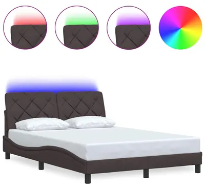 Immagine prodotto di vidaXL Struttura letto con LED senza materasso marrone scuro 120x200 cm tessuto