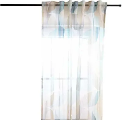 Produktbild von Fertigschal mit Schlaufenband geometrisch grün blau weiß 140x245cm