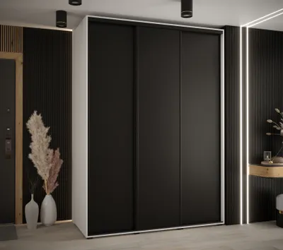 Obrázek produktu pro Šatní skříň ASIRI 1 - 180/60 cm, bílá / černá / černá