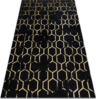 Produktbild von Modern GLOSS Teppich  407C 86 stilvoll, glamour, art deco schwarz / gold Schwarz 240x330 cm
