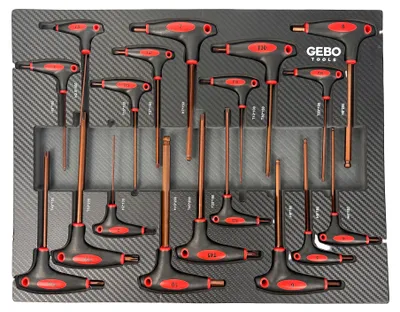 Obrázok produktu pre Vložka - výplň do zásuvky s Torx a Imbus kľúčmi s T-rukoväťou v palcoch, 18 ks Gebo Tools