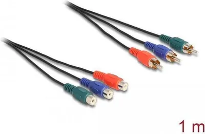 Produktbild von Delock Cinch RGB Verlängerungskabel 3 x Stecker zu 3 x Buchse 1 m