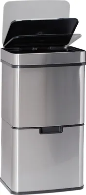 Obrázek produktu pro Relaxdays Systém třídění odpadu 3-násobný pohybový senzor 60 l výsuvný nerezový HBT - praktický moderní stylový velký;rrr