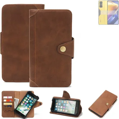 Produktbild von K-S-Trade Handyhülle kompatibel mit POCO F4 GT Schutz Hülle Walletcase Bookstyle Tasche Case Handytasche Wallet Flipcase Cover PolyurethanBraun (1x)