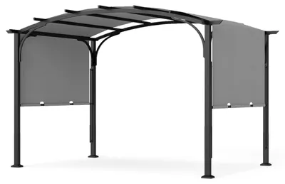 Produktbild von COSTWAY Pergola, 3 x 2,4 m Pavillon mit verstellbarem Schiebedach, Gartenpavillon Sonnenschutz, Stahlrahmen, Terrassendach, Terrassenüberdachung
