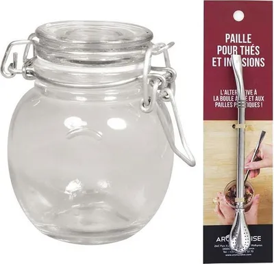 Produktbild von Glas mit Deckel + Edelstahlstrohhalm mit Filter
