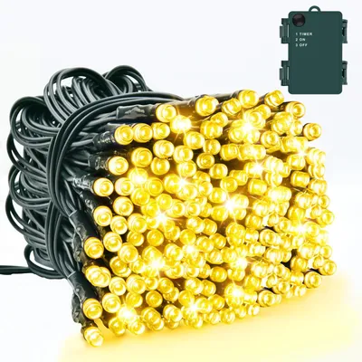 Lichterkette 10 m, 100 LEDs, warmweiß, Timer, IP65, Batteriebetrieb