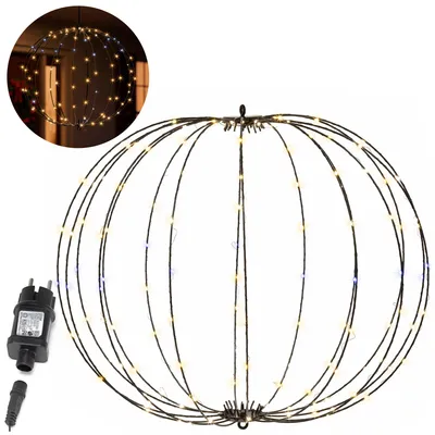 Productafbeelding van Lichtbol - Kerstversiering - Warm Wit - Witte Flash Optie - Indoor & Outdoor - 160 Led -  65 x 56 x 7 cm - Metaal