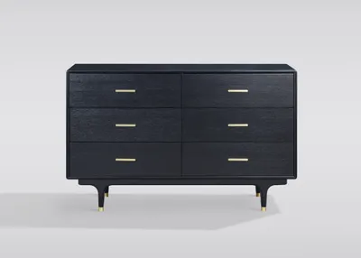 Produktbild von Stilig ST306 Kommode, schwarz mit goldenen Akzenten, 140x45x88 cm