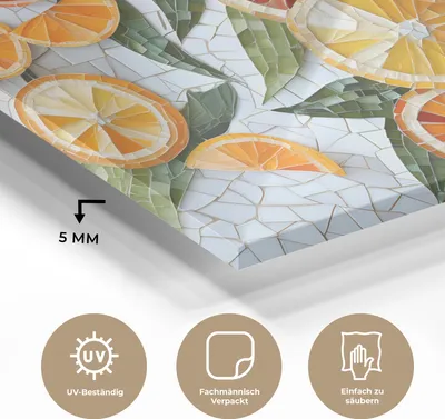 Produktbild von MuchoWow Glasbilder - Bilder auf Wandbild - Foto auf Glas Scheiben - Obst - Orange - Mosaik 120x80 cm Wanddekoration aus Glas - Acrylglasbild - Acrylbilder - Abbildung