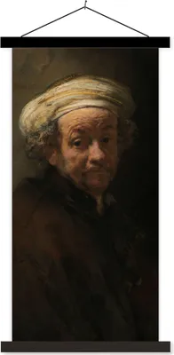Produktbild von MuchoWow® Textilposter Selbstbildnis als Apostel Paulus - Gemälde von Rembrandt van Rijn 60x120 cm mit schwarzem Rahmen - Magnete