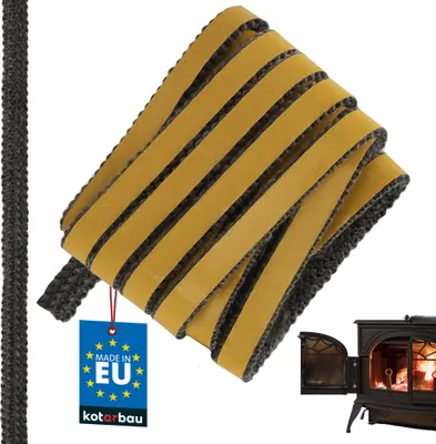 Obrázok produktu pre KOTARBAU® Krbová tesniaca páska Samolepiaca tesniaca páska zo sklených vlákien 15 x 4 mm na krbové kachle 2,5 m Krbové tesnenie Krbová tesniaca páska Tepelne odolná čierna