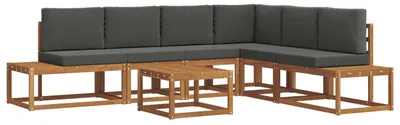Image de vidaXL Ensemble de canapés d'extérieur avec coussins 7 pièces Nature et Anthracite
