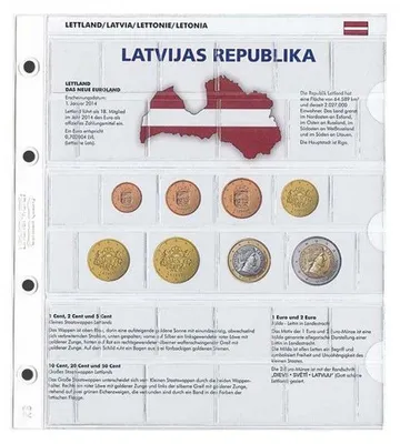 Produktbild von Lindner 1109-21 Vordruckblatt EURO-Kursmünzen-Sätze: NEUE EURO-LÄNDER: Lettland