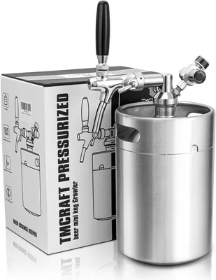 Image de Minivat - Drukvat - Growler - Fût à bière - Réservoir à bière - 5 litres - Acier inoxydable - Robinet auto-fermant réglable