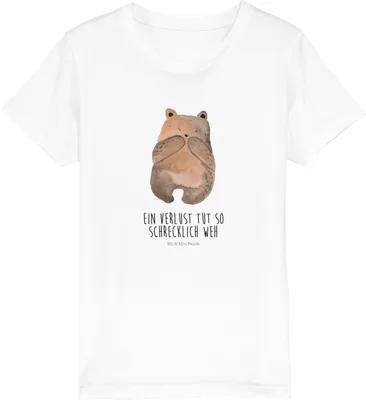 Produktbild von Mr. & Mrs. Panda Kleinkinder T-Shirt Bär Verlust 3-4 Jahre (98/104) - Weiß - Geschenk, Teddy, Shirts für Kinder, Mädchen, Kurzarm, Teenager, Kindershirt