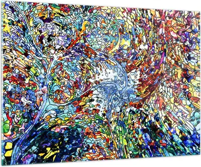 Produktbild von Bilder auf glas - Abstraktion modern - 100x70cm - Glasbilder - Wandbilder - Kunstdruck - zum Aufhängen bereit - Wanddekoration aus Glas - Glas Bilder - Wandbild auf Glas - Einteilig - GAA100x70-4045