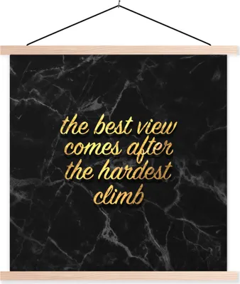 Produktbild von MuchoWow® Textilposter Zitate - Sprichwörter - Gold - Marmor 60x60 cm mit holzfarbenen Rahmen - Wanddekoration