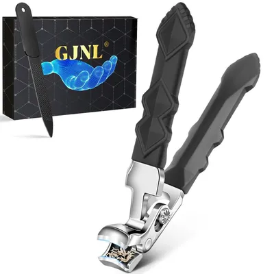 Produktbild von Nagelknipser für dicke Nägel mit langem Griff und abgewinkeltem Kopf für Senioren, Fußnagelzange für starke Nägel, groß, schwarz