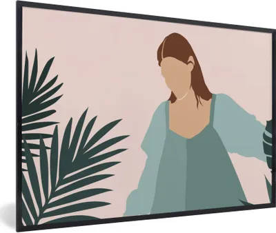 Produktbild von MuchoWow® Gerahmtes Poster Sommer - Frauen - Pflanzen - Tropisch 90x60 cm - Poster mit Schwarzem Bilderrahmen Wandposter Rahmen Foto Bilder - Fotorahmen - Foto-Plakat