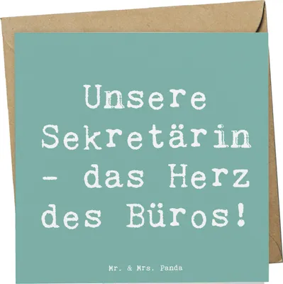 Produktbild von Mr. & Mrs. Panda Grußkarte Spruch Sekretärin Herz - Meeresbrise - Geschenk, Wertschätzung, Bürohelfer Danke, Aufmerksamkeit, faltkarte, Klappkarte, doppelkarte, des Büros