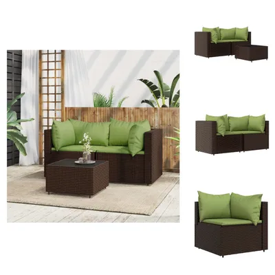 Produktbild von vidaXL 3-tlg. Garten-Lounge-Set mit Kissen Braun Poly Rattan -  Gartensofas