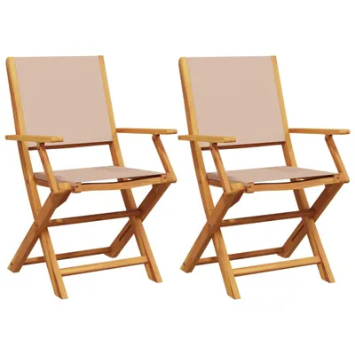 Immagine prodotto di vidaXL Sedie da giardino 2 pz. Legno massiccio di acacia e tessuto color taupe
