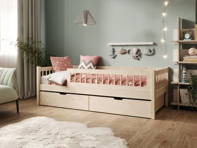 Obrázek produktu pro Dětská postel s úložným prostorem a matrací 70x140 LEPSERA - borovice