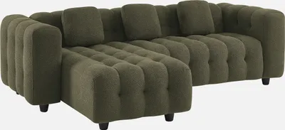 Produktbild von sweeek - Ecksofa, wendbar, mit strukturiertem Bouclé-Bezug - Khaki