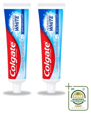 Immagine prodotto di 2 tubetti di dentifricio Colgate Advanced White - 100 ml - confezione risparmio - 2 pezzi
