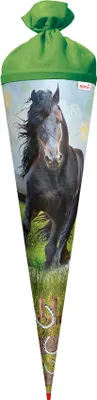 Produktbild von ROTH Schultüte groß Power Horse 70 cm rund Rot(h)-Spitze Filzverschluss Zuckertüte Schulanfang