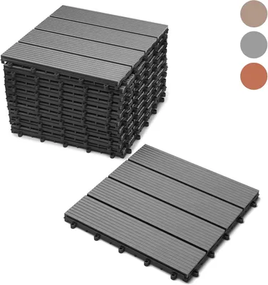 Produktbild von WPC Terrassenfliesen 30x30 cm 11er Set Anthrazit mit Klicksystem