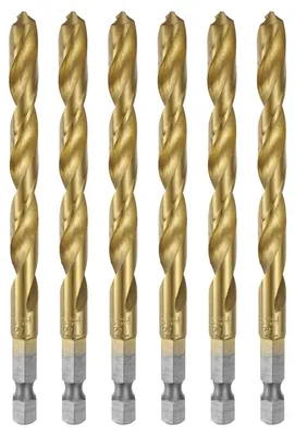 Spiralbohrer-Set 6-tlg., 7,2 mm, Titanbeschichtung, Sechskantschaft