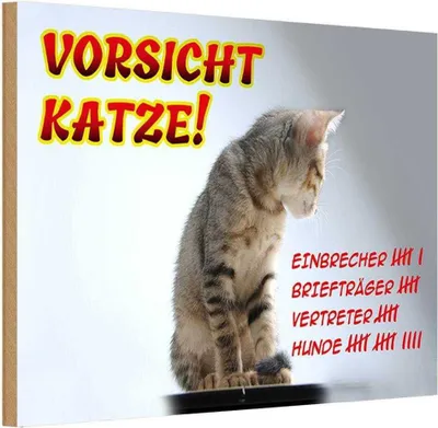 Produktbild von vianmo Holzschild 20x30 cm Vorsicht Katze Strichliste Warnschild Hinweisschild