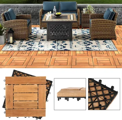 Immagine prodotto di Bettizia 66x set di piastrelle in legno 1m² adatte come piastrelle per terrazzi e balconi in legno di acacia 30x30 cm per giardino terrazzo balcone